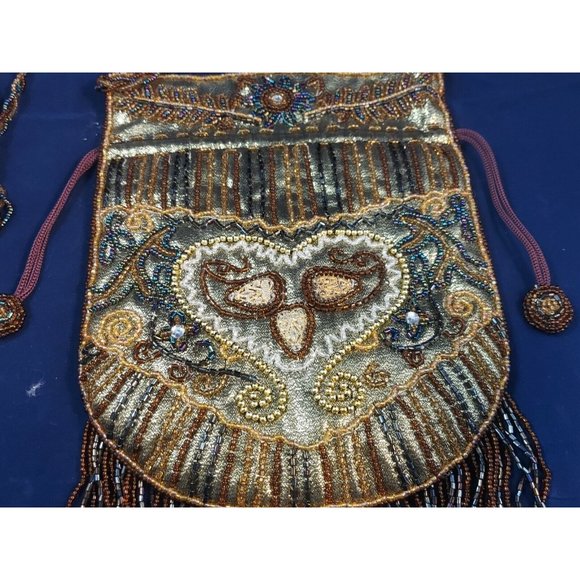 Vintage Beaded Fringe Mini Bag ~ Crossbody Colorful Small Purse with Strap - Picture 5 of 7